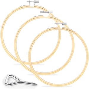 image:imageCaydo 3 Pack 12 Inch Wood Embroidery Hoop Circle Cross Stitch Hoop Ring for Art Craft Handy Sewing6 INCH