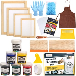 image:imageCaydo 31 Pieces Screen Printing Starter kit Include 4 Different Size of Wood Silk Screen Printing Frame with 110 Mesh Squeegees Inkjet Transparency Film Ink Knife Gloves and Mask Tape38pcs