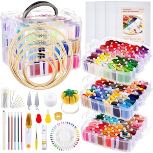 image:imageCaydo 313 PCS Box Embroidery Kit with Organizer 216 Color Threads 4 Aida Cloth 6 Embroidery Hoops Cross Stitch Tools and Instructions for Adults Beginners Christmas Gift