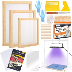 image:imageCaydo 32 Pieces Screen Printing Kit Includes UV LED Exposure Screen Printing Light 3 Sizes Silk Screen Printing Frame Acrylic Sheet Inkjet Clear Film for Screen Printing