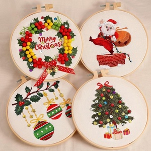 image:imageCaydo 4 Pack Christmas Embroidery Kit Cross Stitch Kits for Beginners with Christmas Patterns Embroidery Hoop Threads Instructions and Christmas Accessories