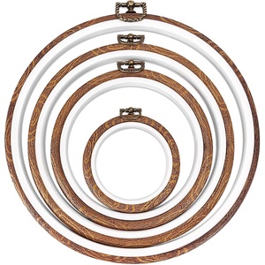 image:imageCaydo 4 Pieces 4 Size Embroidery Hoops Set 4 inch to 8 inch Round Imitated Wood Display Frame Plastic Cross Stitch Hoops for Art Craft Sewing Home Hanging Ornaments