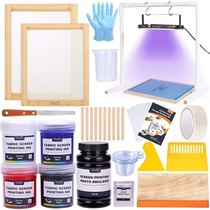 image:imageCaydo 46 Pieces Screen Printing Kit with 4 Color Screen Printing Ink 2 Size Screen Printing Frame and Squeegees for Screen Printing