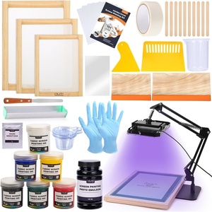 image:imageCaydo 54 Pieces Screen Printing Kit with 50W LED UV Exposure Screen Printing Light 6 Color Screen Printing Ink Screen Printing Photo Emulsion Emulsion Scoop Coater Instructions