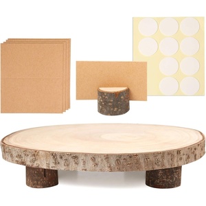 image:imageCaydo 910 Inch Large Wood Slice with Wood Table Holders as Serving Trays for Table Centerpiece Wedding Decoration Baby showers Christmas and Forest Theme Parties