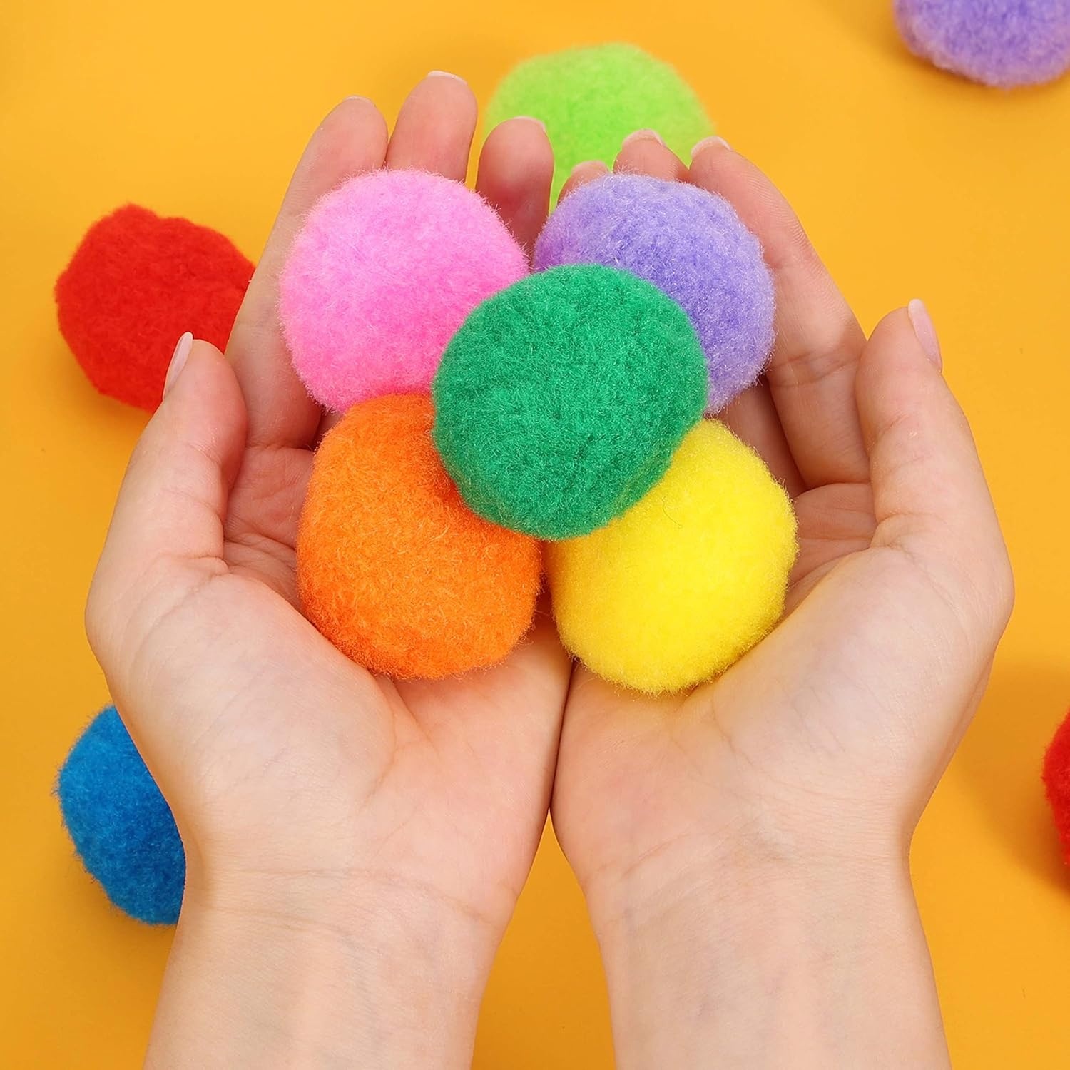 image:imageCaydo 130pcs 30pcs 2 Inch Large Pom Poms with 100pcs Wiggly Eyes Multicolor Pompoms for Valentines Day Decorations Arts and Crafts Kids DIY Projects