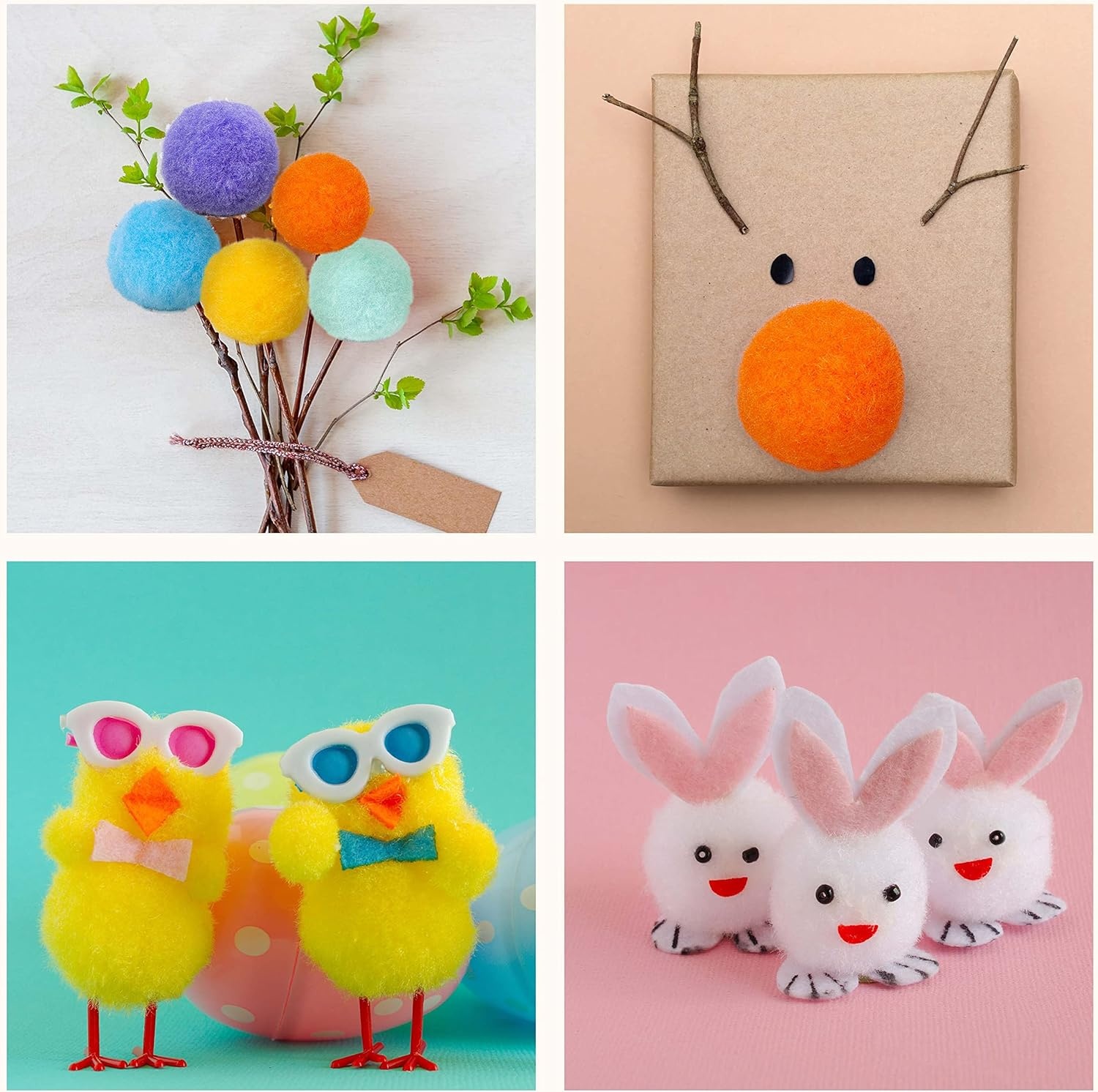 image:imageCaydo 130pcs 30pcs 2 Inch Large Pom Poms with 100pcs Wiggly Eyes Multicolor Pompoms for Valentines Day Decorations Arts and Crafts Kids DIY Projects