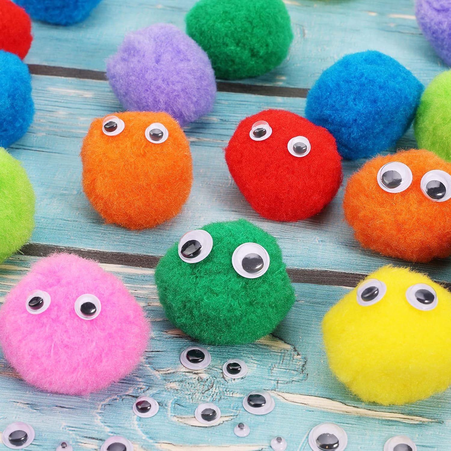 image:imageCaydo 130pcs 30pcs 2 Inch Large Pom Poms with 100pcs Wiggly Eyes Multicolor Pompoms for Valentines Day Decorations Arts and Crafts Kids DIY Projects