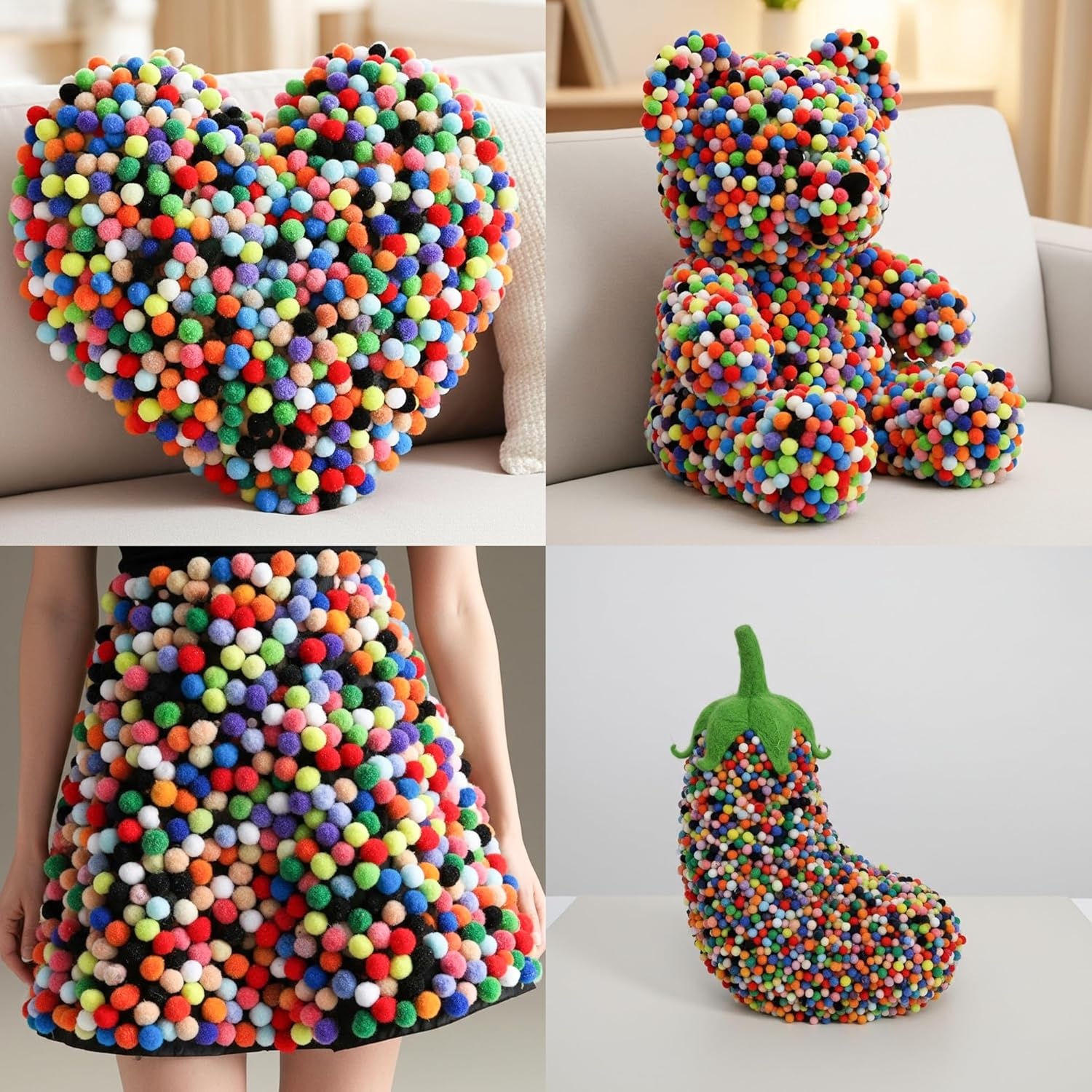 image:imageCaydo 1cm Green Pom Poms 500 Pieces Craft Pom Poms Balls for Kids Creative Arts and Crafts Project and Home Decorations20 Colors