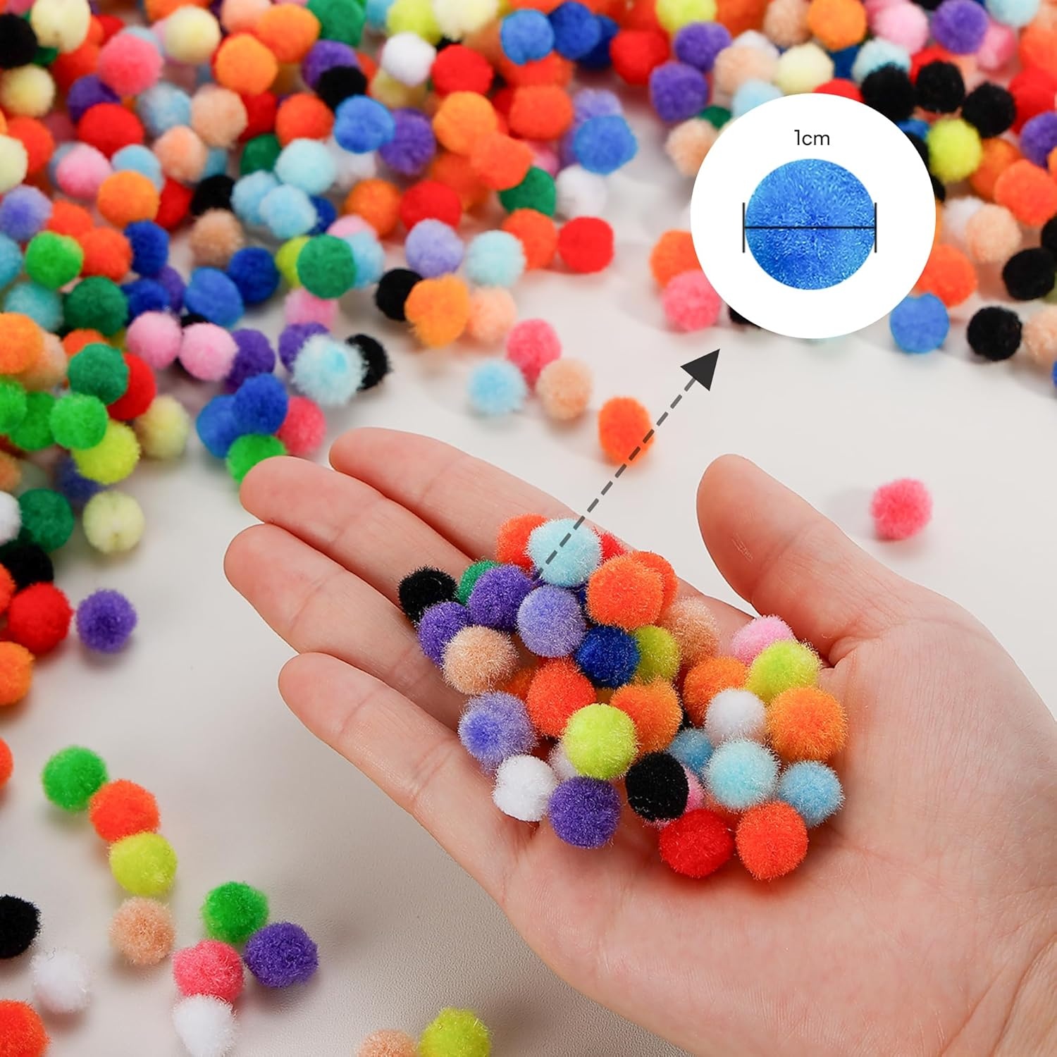 image:imageCaydo 1cm Green Pom Poms 500 Pieces Craft Pom Poms Balls for Kids Creative Arts and Crafts Project and Home Decorations20 Colors