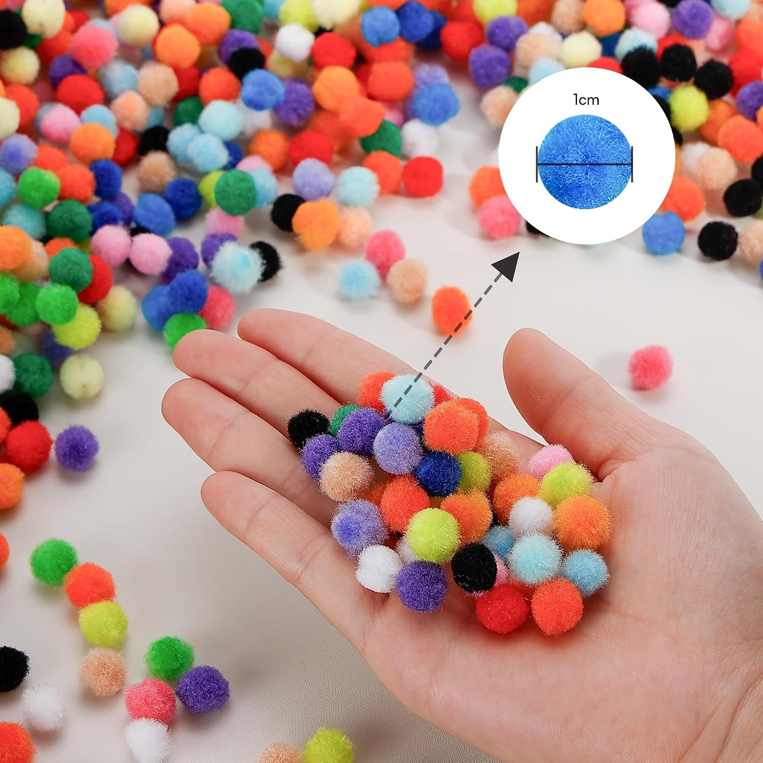 image:imageCaydo 1cm Green Pom Poms 500 Pieces Craft Pom Poms Balls for Kids Creative Arts and Crafts Project and Home Decorations20 Colors
