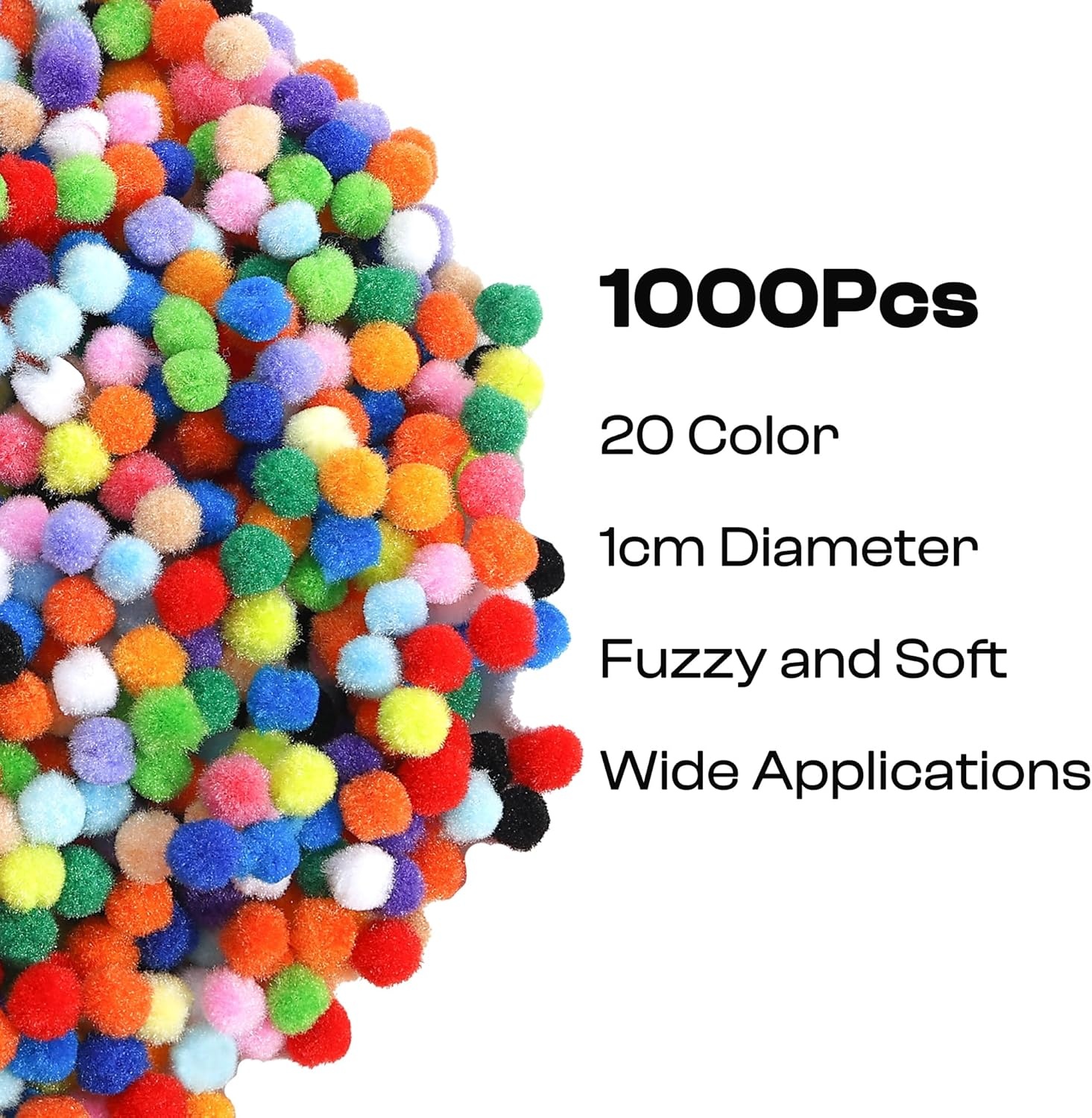 image:imageCaydo 1cm Green Pom Poms 500 Pieces Craft Pom Poms Balls for Kids Creative Arts and Crafts Project and Home Decorations20 Colors