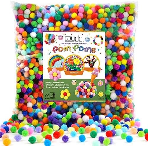 image:imageCaydo 1cm Green Pom Poms 500 Pieces Craft Pom Poms Balls for Kids Creative Arts and Crafts Project and Home Decorations20 Colors