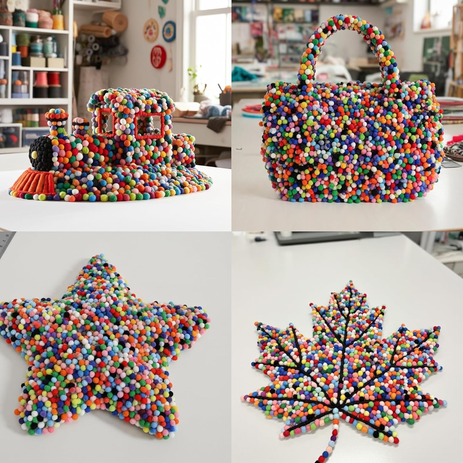image:imageCaydo 1cm Green Pom Poms 500 Pieces Craft Pom Poms Balls for Kids Creative Arts and Crafts Project and Home Decorations20 Colors