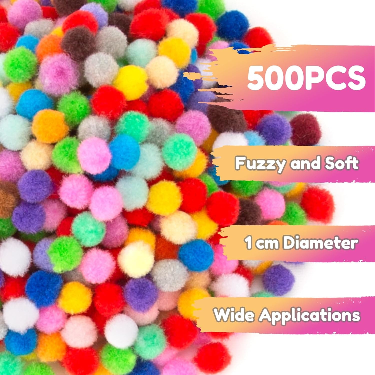 image:imageCaydo 1cm Green Pom Poms 500 Pieces Craft Pom Poms Balls for Kids Creative Arts and Crafts Project and Home Decorations20 Colors