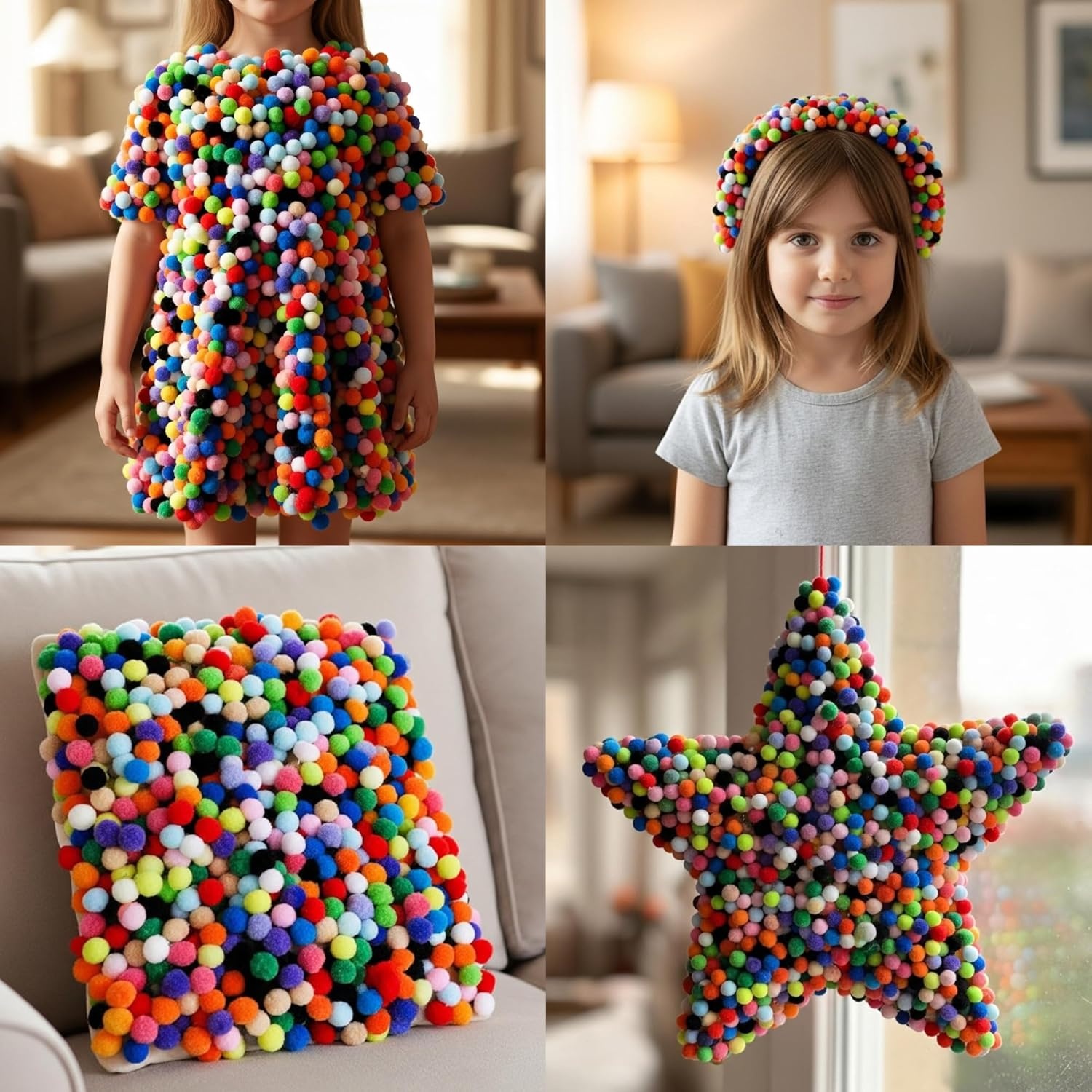image:imageCaydo 1cm Green Pom Poms 500 Pieces Craft Pom Poms Balls for Kids Creative Arts and Crafts Project and Home Decorations20 Colors