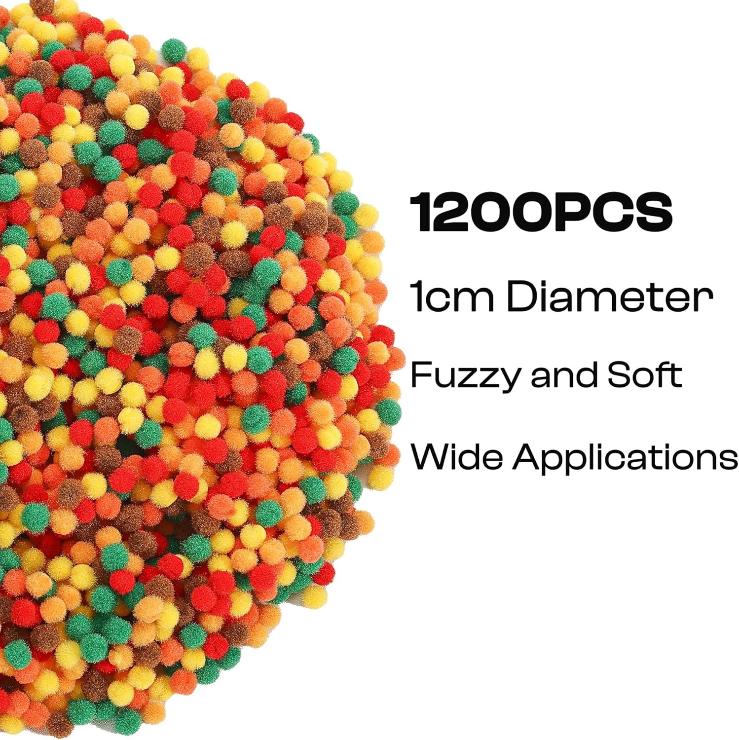 image:imageCaydo 1cm Green Pom Poms 500 Pieces Craft Pom Poms Balls for Kids Creative Arts and Crafts Project and Home DecorationsFall Color