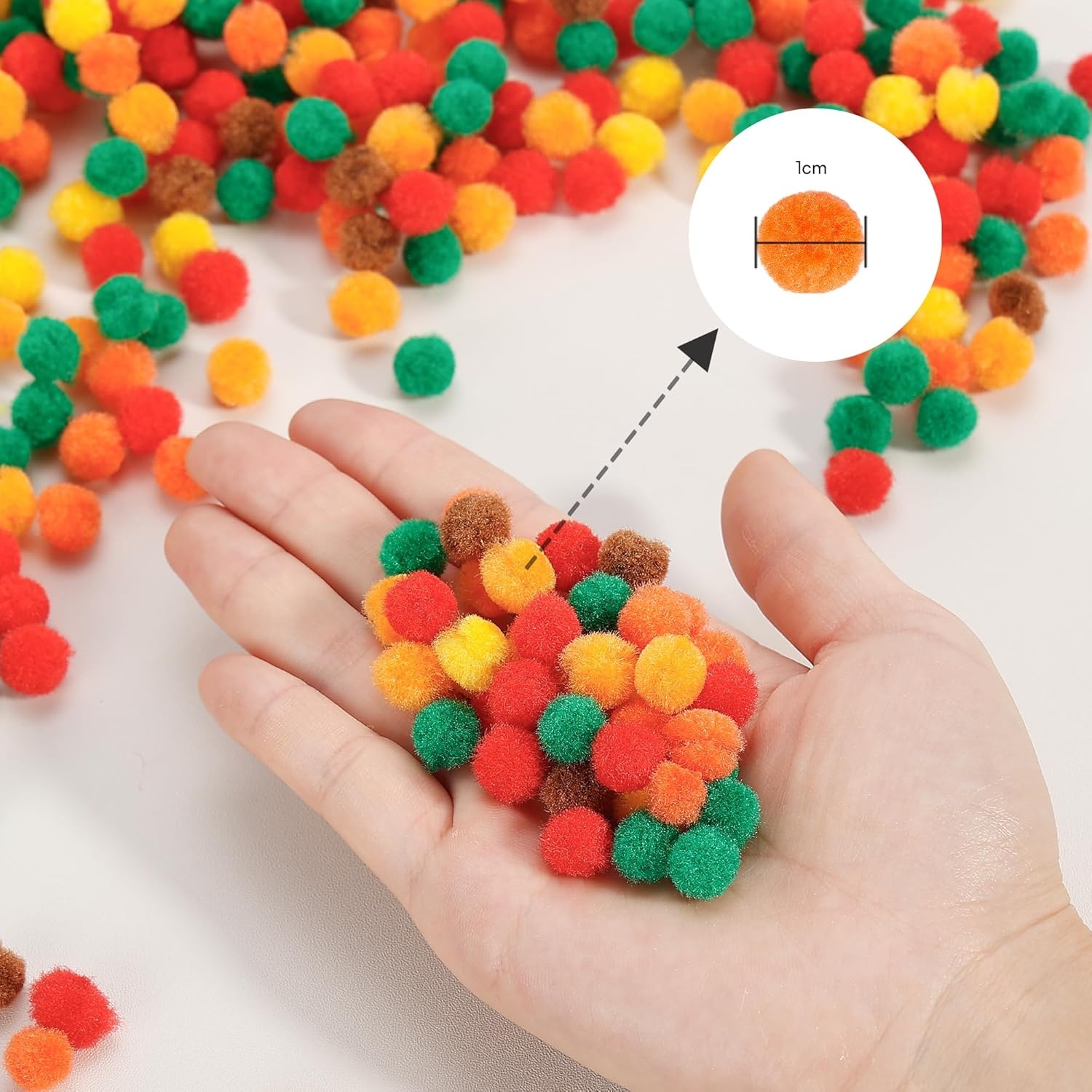 image:imageCaydo 1cm Green Pom Poms 500 Pieces Craft Pom Poms Balls for Kids Creative Arts and Crafts Project and Home DecorationsFall Color