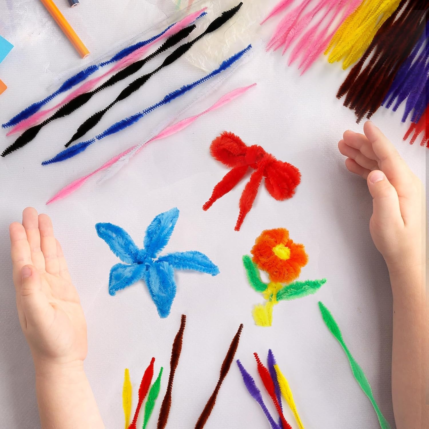image:imageCaydo 200 Pieces Pipe Cleaners Craft with Bumps 20 Colors Chenille Stems for Kids DIY Art Craft Decoration 6mm x 12inch