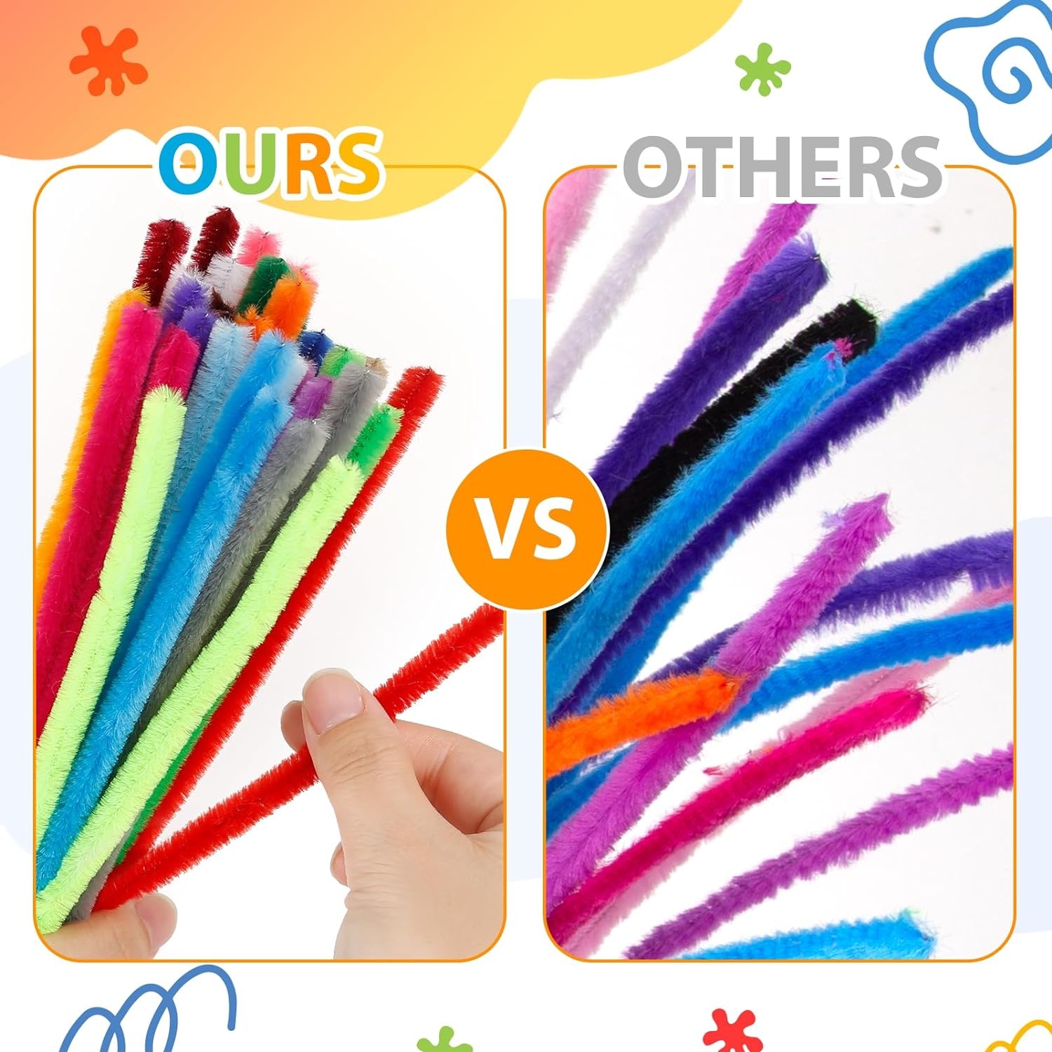 image:imageCaydo 200 Pieces Thick Pipe Cleaners Craft Supplies 20 Colors Chenille Stems for Kids Craft Projects and Valentines Day Decoration 9 mm x 12 Inch