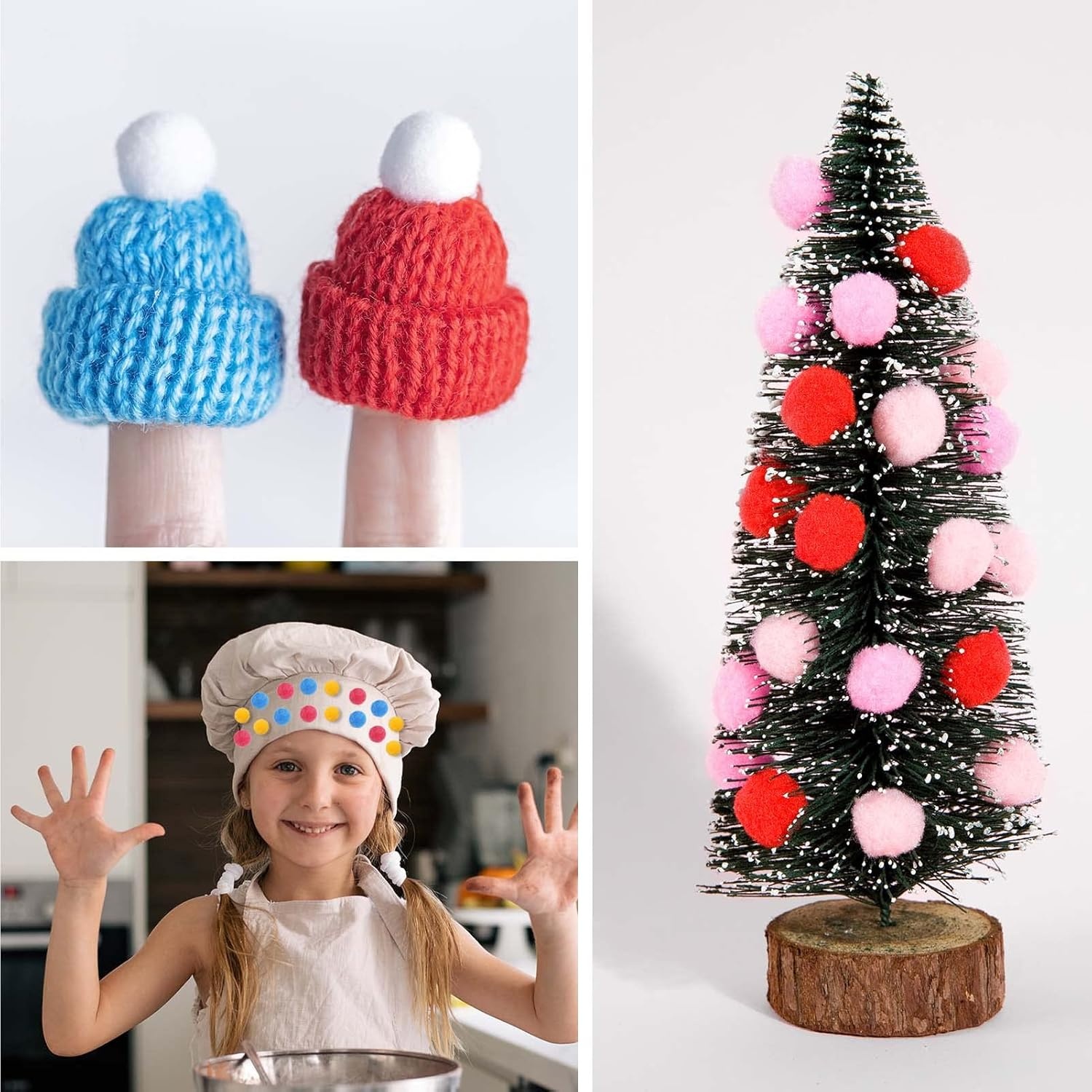 image:imageCaydo 2400 Pieces 1cm Pom Poms Multicolor Small Pompom Balls with 100 Pieces Wiggly Eyes for Kids Arts Crafts Projects and Home Decorations1cm Pack of 2