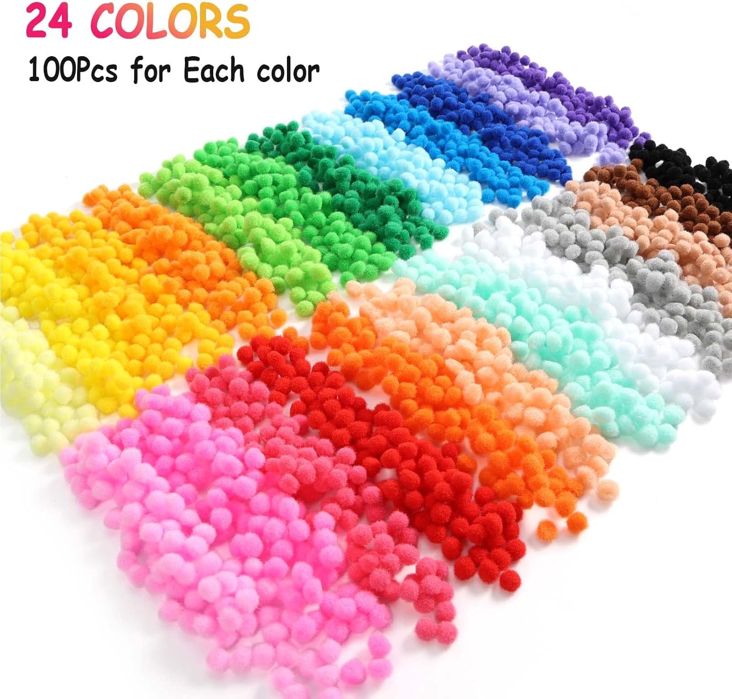 image:imageCaydo 2400 Pieces 1cm Pom Poms Multicolor Small Pompom Balls with 100 Pieces Wiggly Eyes for Kids Arts Crafts Projects and Home Decorations1cm Pack of 2