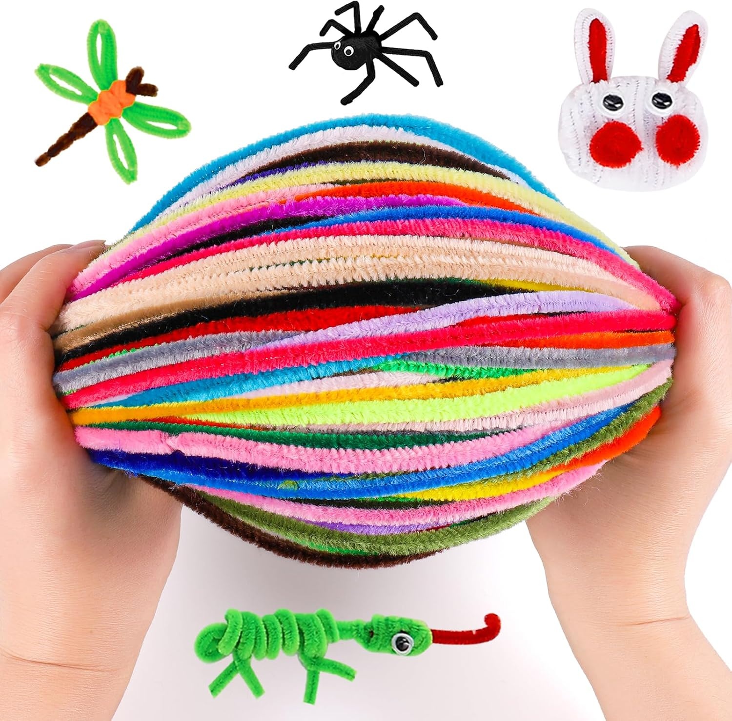 image:imageCaydo 3000 Pieces 40 Colors Pipe Cleaners Craft Supplies with 100 Pieces Wiggle Eyes Soft Chenille Stems for Kids DIY Creative Crafts Decoration 6 mm x 12 Inch