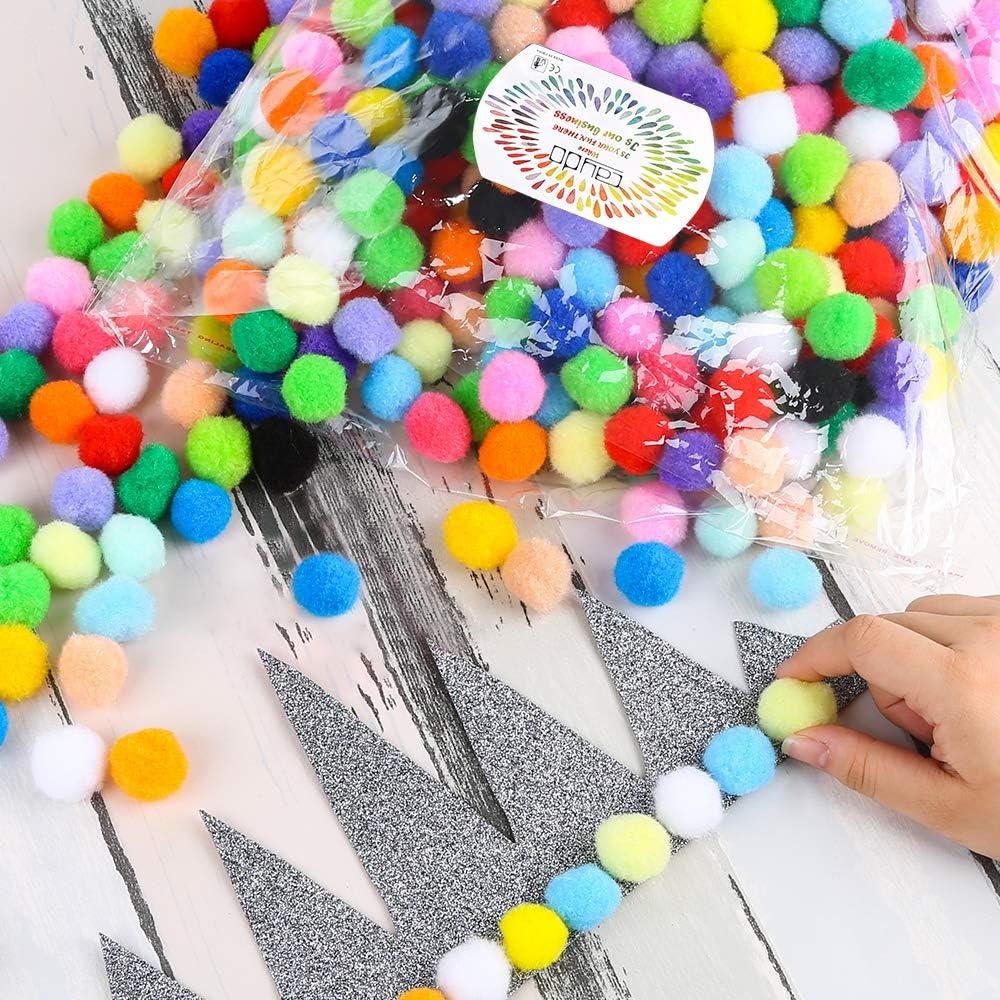 image:imageCaydo 400 Pieces 1 Inch Pom Poms for Crafts 20 Colors Bulk Pompom Balls for Home Decorations and Kids Creative Craft DIY Material1inch