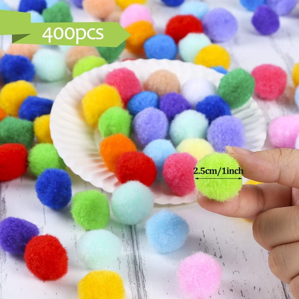 image:imageCaydo 400 Pieces 1 Inch Pom Poms for Crafts 20 Colors Bulk Pompom Balls for Home Decorations and Kids Creative Craft DIY Material1inch