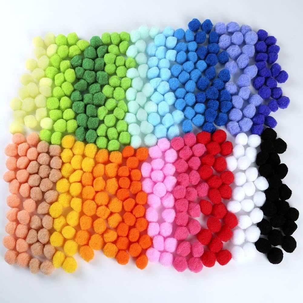 image:imageCaydo 400 Pieces 1 Inch Pom Poms for Crafts 20 Colors Bulk Pompom Balls for Home Decorations and Kids Creative Craft DIY Material1inch
