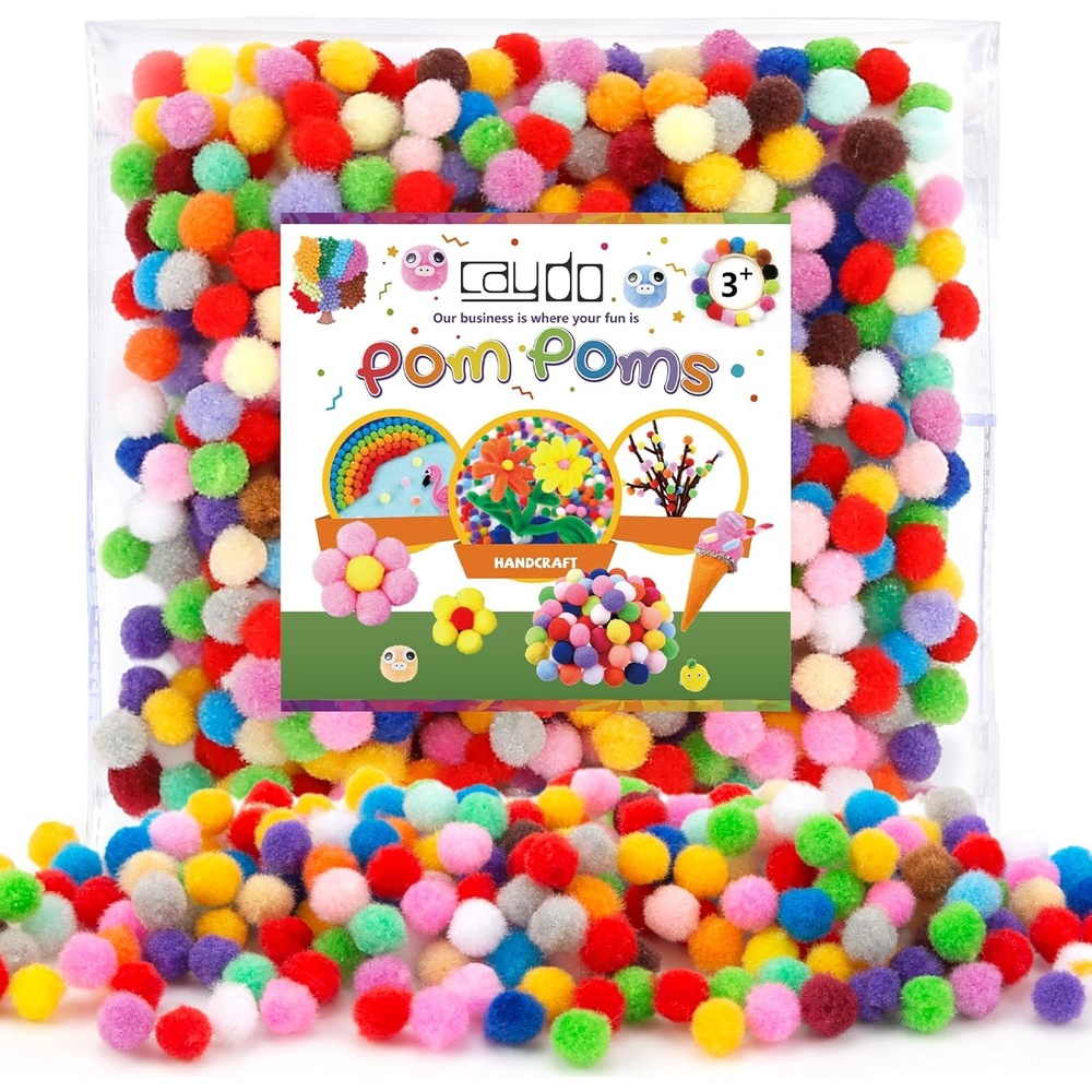 image:imageCaydo 1cm Green Pom Poms 500 Pieces Craft Pom Poms Balls for Kids Creative Arts and Crafts Project and Home Decorations20 Colors