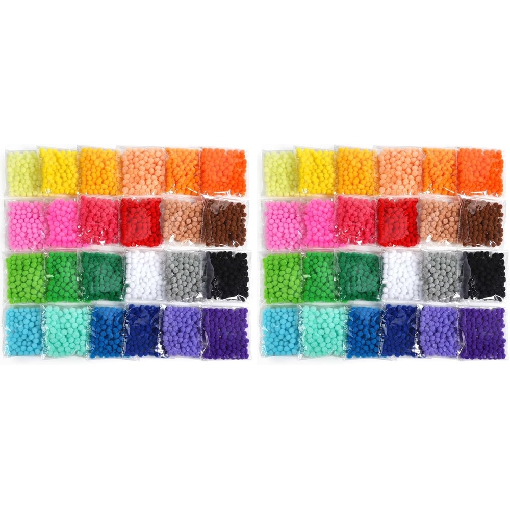 image:imageCaydo 2400 Pieces 1cm Pom Poms Multicolor Small Pompom Balls with 100 Pieces Wiggly Eyes for Kids Arts Crafts Projects and Home Decorations1cm Pack of 2