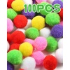 image:imageCaydo 100 Pieces 13 Inch Assorted Large Cat Toy Balls Soft Kitten Pom poms Ball for Cats to Play