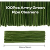 image:imageCaydo 100 Pieces Moss Green Pipe Cleaners Craft Flexible Chenille Stems Bulk for Kids DIY Arts Crafts Project and Home Decoration 6 mm x 12 InchArmy Green