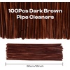 image:imageCaydo 100 Pieces Moss Green Pipe Cleaners Craft Flexible Chenille Stems Bulk for Kids DIY Arts Crafts Project and Home Decoration 6 mm x 12 InchBrown