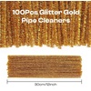 image:imageCaydo 100 Pieces Moss Green Pipe Cleaners Craft Flexible Chenille Stems Bulk for Kids DIY Arts Crafts Project and Home Decoration 6 mm x 12 InchGlitter Gold
