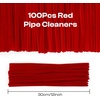 image:imageCaydo 100 Pieces Moss Green Pipe Cleaners Craft Flexible Chenille Stems Bulk for Kids DIY Arts Crafts Project and Home Decoration 6 mm x 12 InchRed