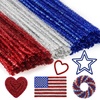 image:imageCaydo 200 Pieces Orange Pipe Cleaners for Flowers Making Craft Chenille Stems for Kids Creative DIY Art Crafts and Home Decorations 12 Inch x 6 mmRed  Royal Blue  Silver