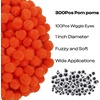 image:imageCaydo 400 pcs  300 Pieces Green Pom Poms for Crafts with 100 Wiggle Eyes 1 Inch Craft Pompom Balls for Kids Creative DIY Crafts and Easter DecorationsOrange