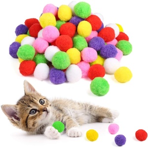 image:imageCaydo 100 Pieces 13 Inch Assorted Large Cat Toy Balls Soft Kitten Pom poms Ball for Cats to Play