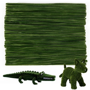 image:imageCaydo 100 Pieces Moss Green Pipe Cleaners Craft Flexible Chenille Stems Bulk for Kids DIY Arts Crafts Project and Home Decoration 6 mm x 12 InchArmy Green
