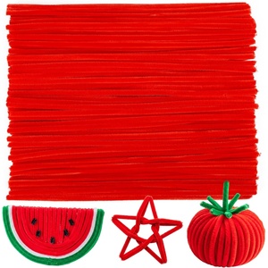 image:imageCaydo 100 Pieces Moss Green Pipe Cleaners Craft Flexible Chenille Stems Bulk for Kids DIY Arts Crafts Project and Home Decoration 6 mm x 12 InchBright Red