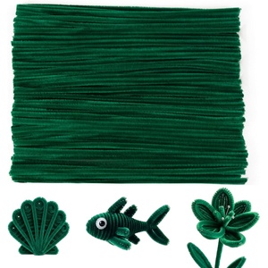 image:imageCaydo 100 Pieces Moss Green Pipe Cleaners Craft Flexible Chenille Stems Bulk for Kids DIY Arts Crafts Project and Home Decoration 6 mm x 12 InchDark Green