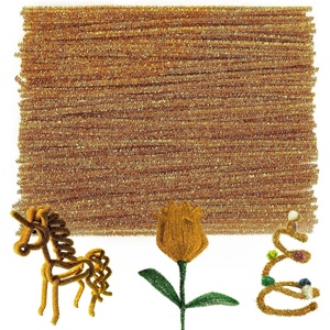 image:imageCaydo 100 Pieces Moss Green Pipe Cleaners Craft Flexible Chenille Stems Bulk for Kids DIY Arts Crafts Project and Home Decoration 6 mm x 12 InchGlitter Gold