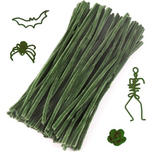 image:imageCaydo 100 Pieces Moss Green Pipe Cleaners Craft Flexible Chenille Stems Bulk for Kids DIY Arts Crafts Project and Home Decoration 6 mm x 12 InchMoss Green