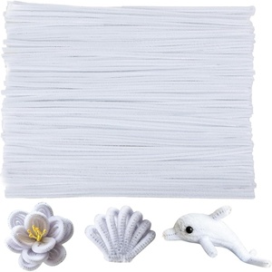 image:imageCaydo 100 Pieces Moss Green Pipe Cleaners Craft Flexible Chenille Stems Bulk for Kids DIY Arts Crafts Project and Home Decoration 6 mm x 12 InchWhite