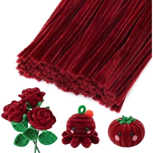 image:imageCaydo 100 Pieces Moss Green Pipe Cleaners Craft Flexible Chenille Stems Bulk for Kids DIY Arts Crafts Project and Home Decoration 6 mm x 12 InchWine Red