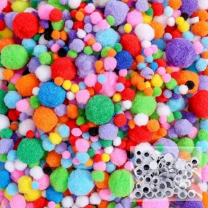 image:imageCaydo 1400 Pieces 5 Sizes Multicolor Pom Poms Assorted Pompoms with 4 Sizes Wiggle Googly Eyes for DIY Crafts and Decorations