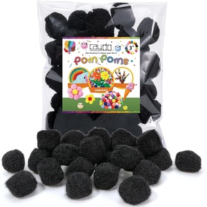 image:imageCaydo 15 inch Black Pom Poms 50Pcs Large Craft Pompoms Fuzzy Balls for Creative DIY Arts and Crafts Projects and Decorations