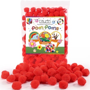 image:imageCaydo 150 Pieces Christmas Red Pom Poms 1inch Fuzzy Craft Pompom Balls for Kids DIY Creative Crafts Projects and Christmas Decorations